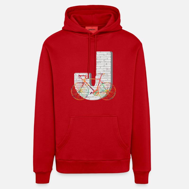 vélo e 249 j - Sweat à capuche bio décontracté fabriqué en UE - rouge