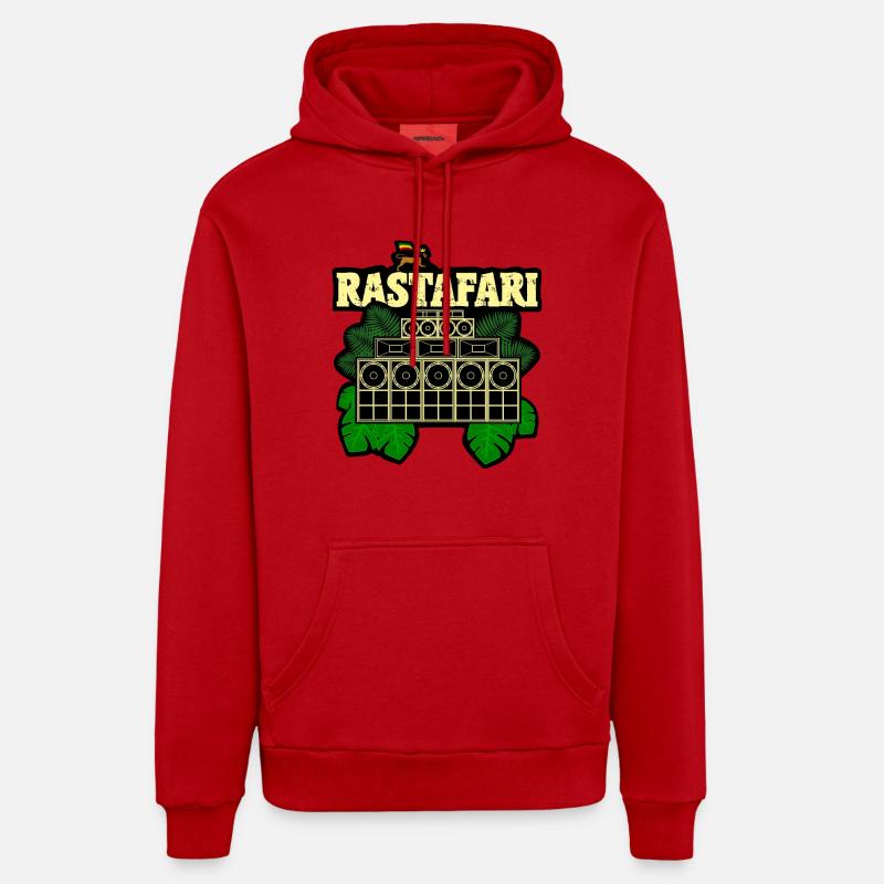 Système audio rastafari - Sweat à capuche bio décontracté fabriqué en UE - rouge