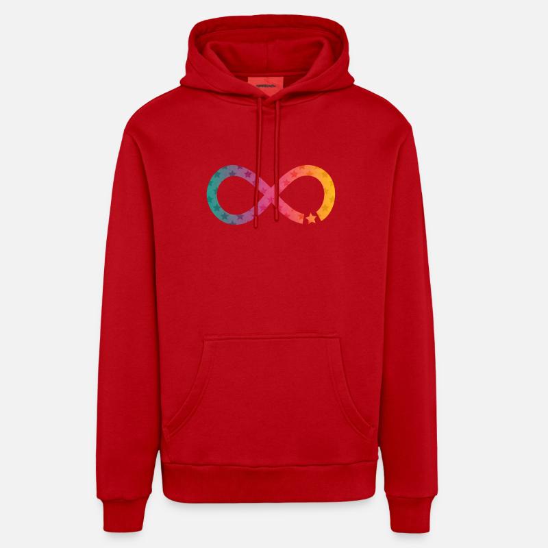 Infinity Star arc-en-ciel - Sweat à capuche bio décontracté fabriqué en UE - rouge