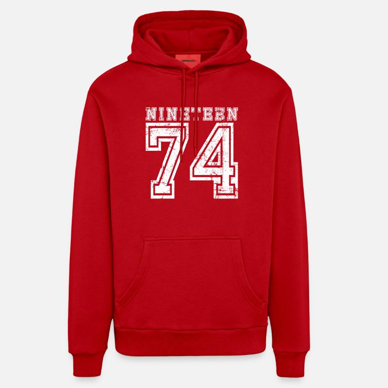 1974 NINETEEN - Sweat à capuche bio décontracté fabriqué en UE - rouge