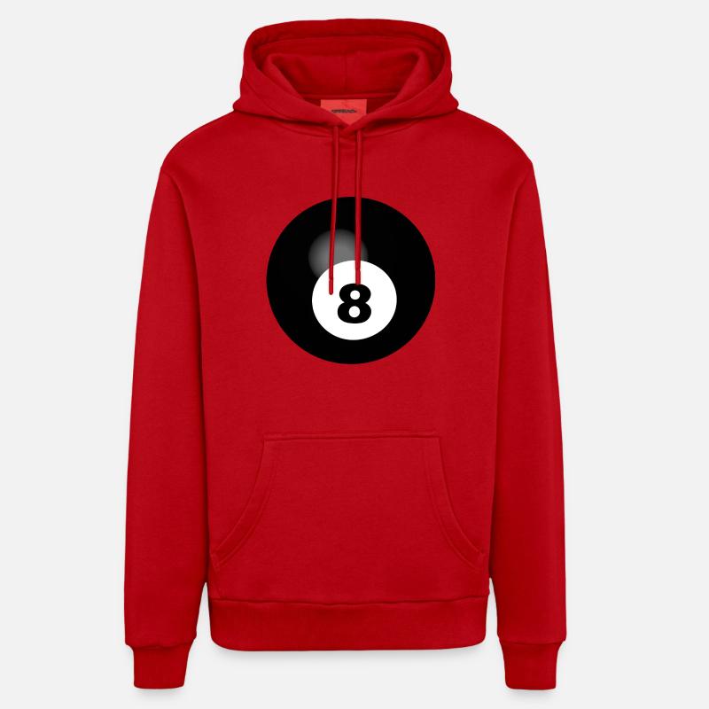 Noir 8 Billard - Sweat à capuche bio décontracté fabriqué en UE - rouge