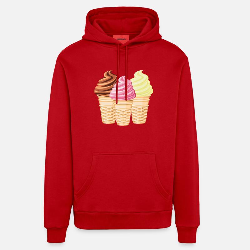 Softeis Vanille Schokolade Erdbeere Organic Relaxed Hoodie Made in EU