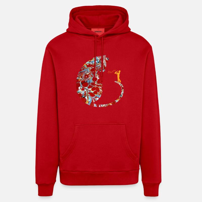 chat avec saxophone e 251 - Sweat à capuche bio décontracté fabriqué en UE - rouge