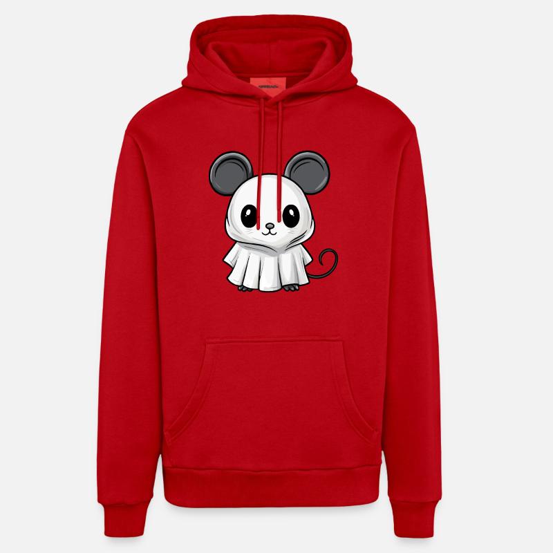 Mouse Halloween Comic Ghost - Organic Relaxed Hoodie Made in EU - red