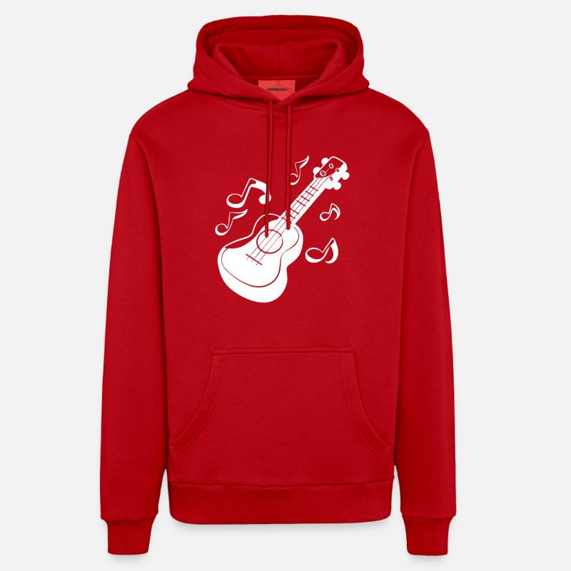 Graphiques Ukulele - Sweat à capuche bio décontracté fabriqué en UE - rouge