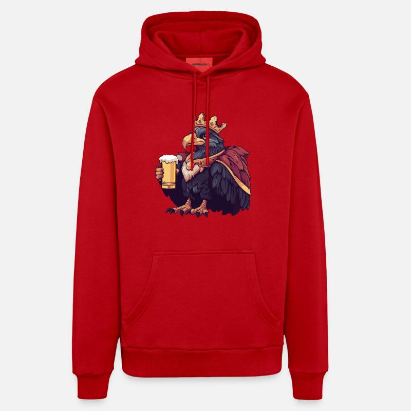 Eagle Bird Bière Drôle - Sweat à capuche bio décontracté fabriqué en UE - rouge