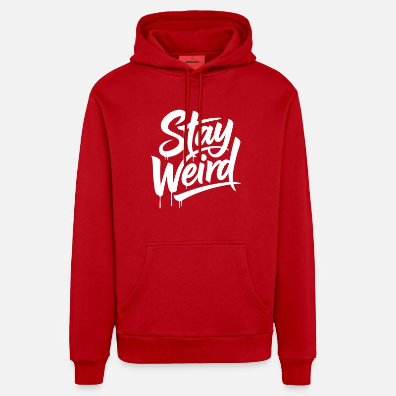 Lettrage Restez Bizarre - Sweat à capuche bio décontracté fabriqué en UE - rouge
