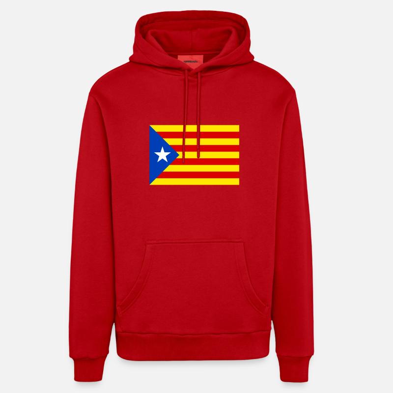 drapeau catalan - Sweat à capuche bio décontracté fabriqué en UE - rouge