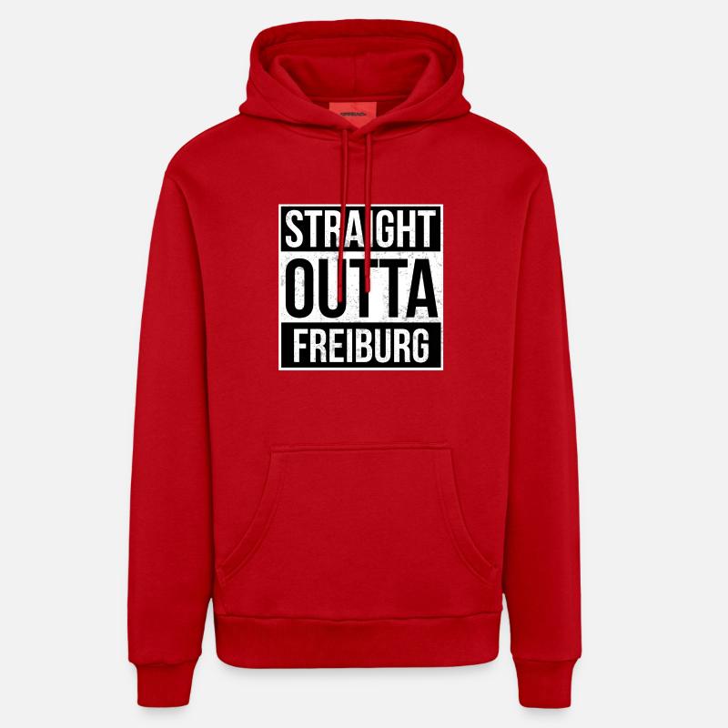 Straight Outta Freiburg - Sweat à capuche bio décontracté fabriqué en UE - rouge