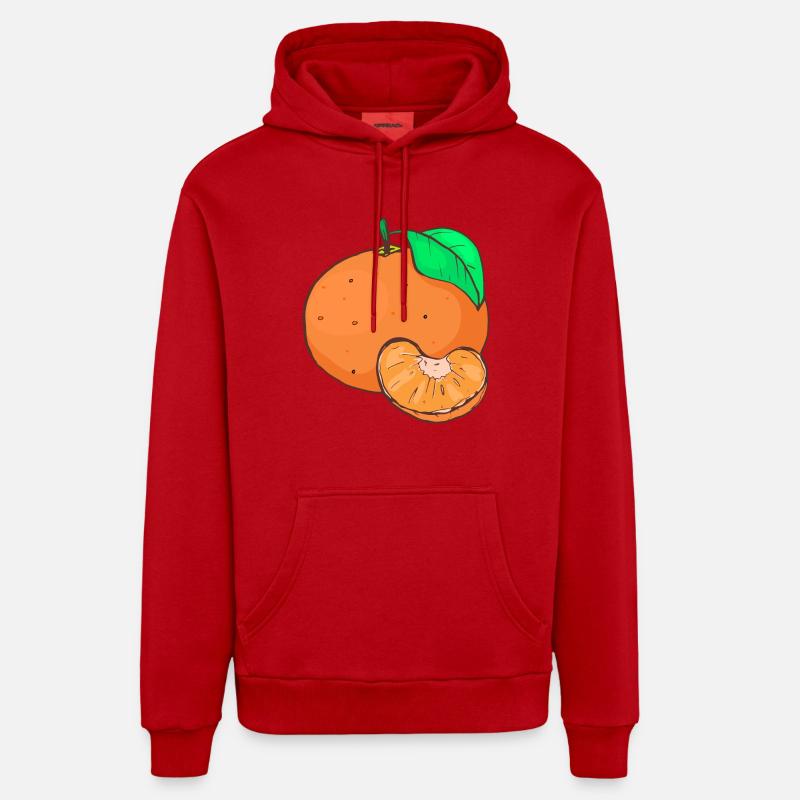 Mandarines Clémentines Agrumes Agrumes - Sweat à capuche bio décontracté fabriqué en UE - rouge