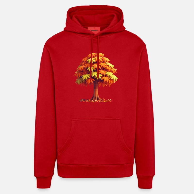 Autumn Splendour: Polygon Chestnut Tree Organic Relaxed Hoodie Made in EU