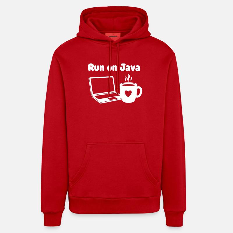 Java Run Cafe Laptop Heart - Organic Relaxed Hoodie Made in EU - red