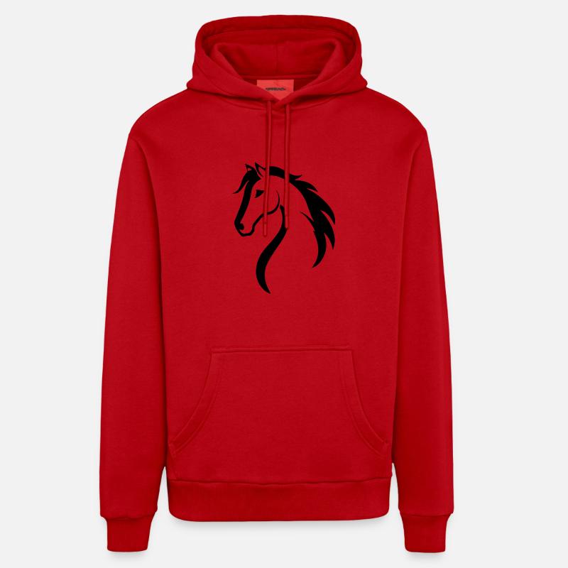 Cheval Chevaux Équitation Cavalier - Sweat à capuche bio décontracté fabriqué en UE - rouge