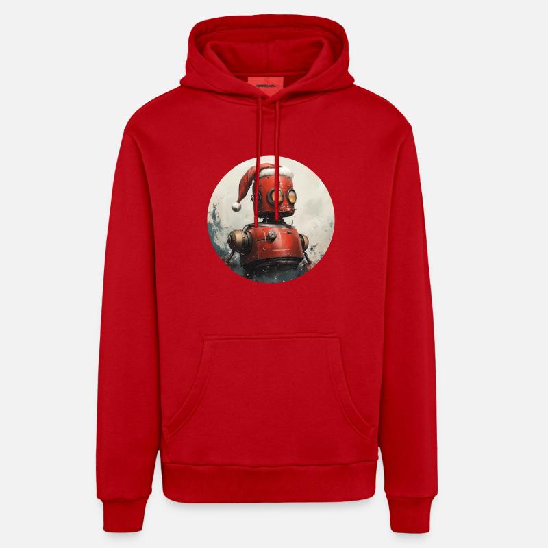 Robot Santa - Sweat à capuche bio décontracté fabriqué en UE - rouge