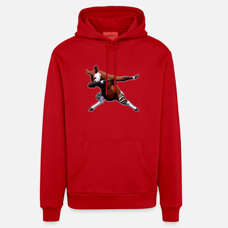 Okapi Animal Mignon Okapi - Sweat à capuche bio décontracté fabriqué en UE - rouge