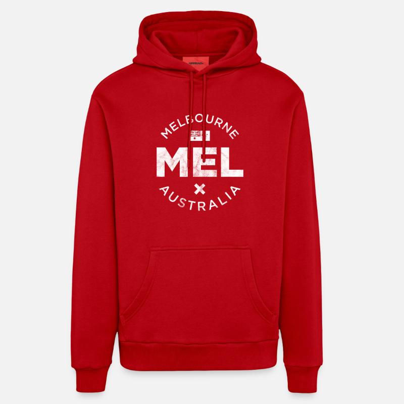 MEL, Melbourne Australie - Sweat à capuche bio décontracté fabriqué en UE - rouge