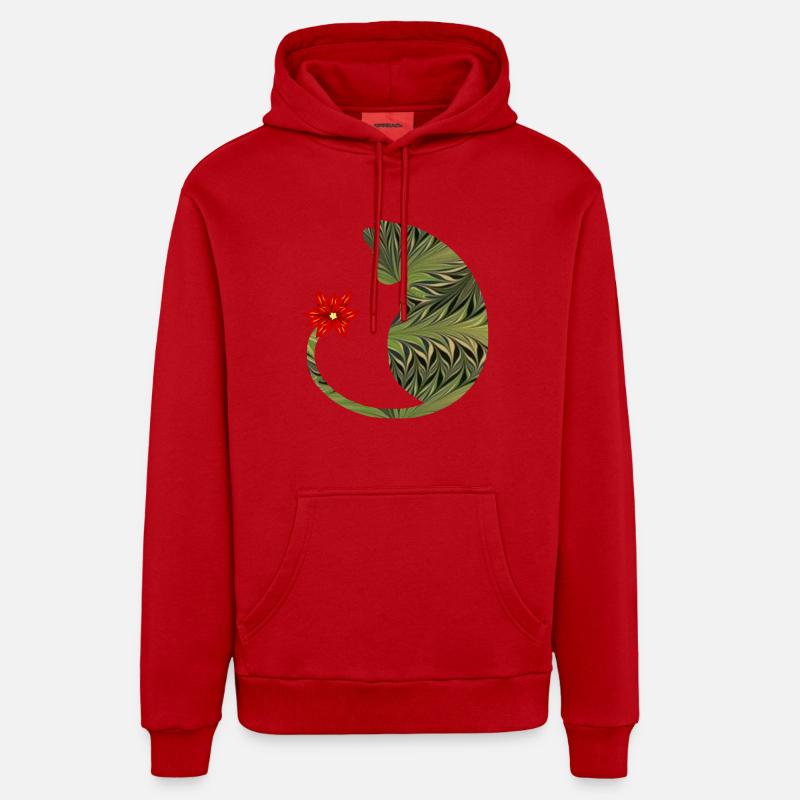 chat avec fleur e 101 - Sweat à capuche bio décontracté fabriqué en UE - rouge