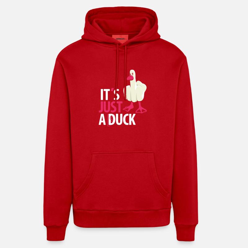Its just a duck - Sweat à capuche bio décontracté fabriqué en UE - rouge