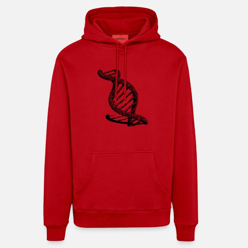 Insolite Colliers Collier ADN - Sweat à capuche bio décontracté fabriqué en UE - rouge