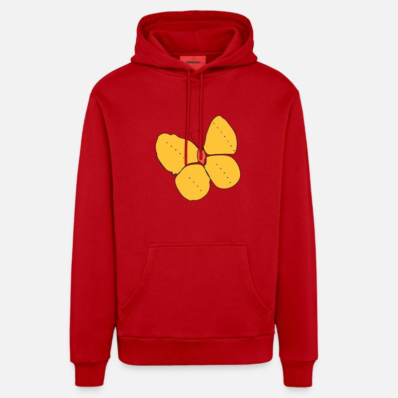 Un papillon jaune - Sweat à capuche bio décontracté fabriqué en UE - rouge