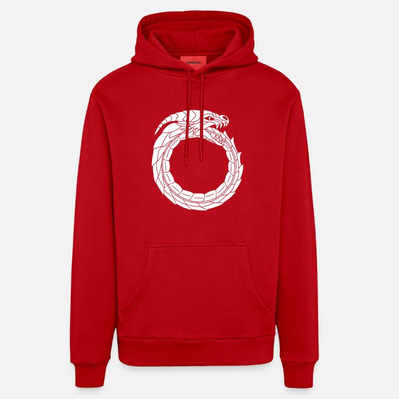 Dragon blanc dévoreur - Sweat à capuche bio décontracté fabriqué en UE - rouge