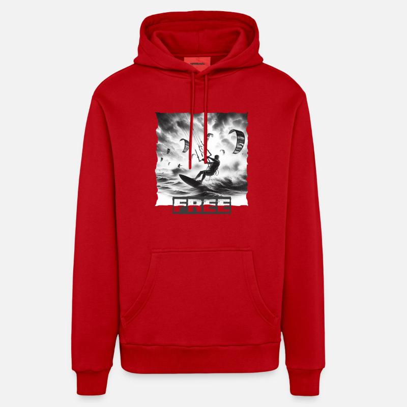 Kitesurf - Sweat à capuche bio décontracté fabriqué en UE - rouge