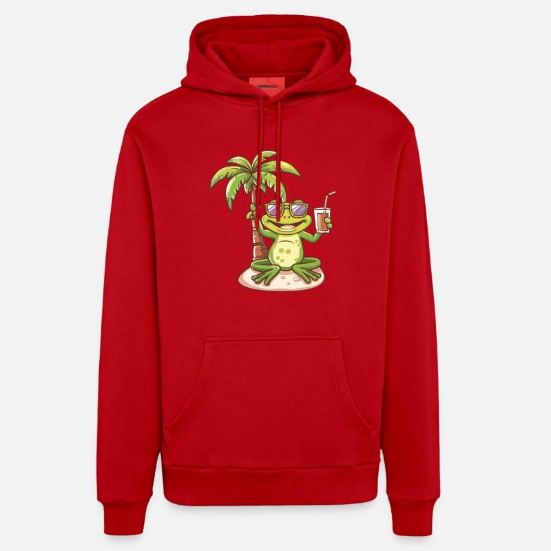 Frosch Sommer Strand Comic - Organic Relaxed Hoodie Made in EU - Rot