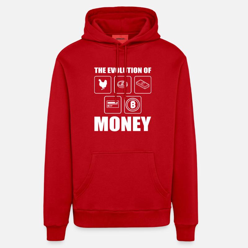 Évolution du bitcoin - Sweat à capuche bio décontracté fabriqué en UE - rouge