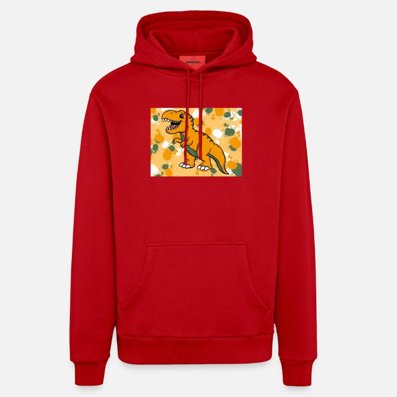 T-Rex Dino - Sweat à capuche bio décontracté fabriqué en UE - rouge