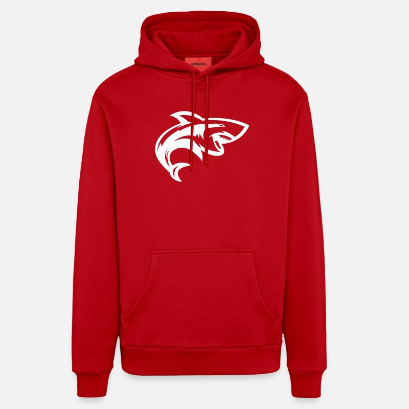 Tête de requin stylisée - Sweat à capuche bio décontracté fabriqué en UE - rouge