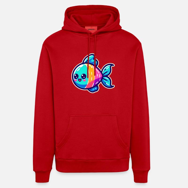Conception de poisson arc-en-ciel - Sweat à capuche bio décontracté fabriqué en UE - rouge