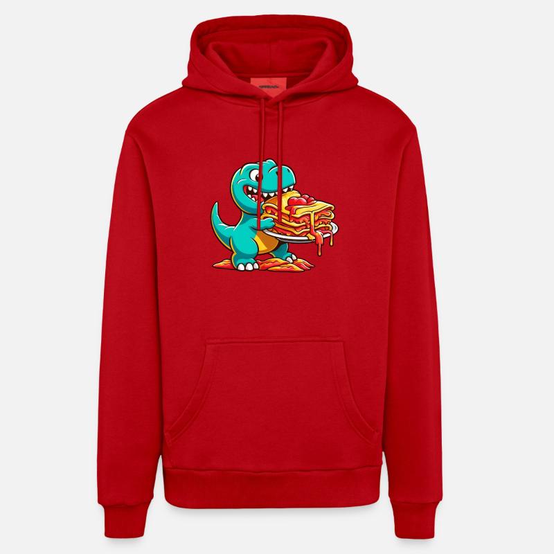 Dino T-Rex Lasagne Lover Italienne - Sweat à capuche bio décontracté fabriqué en UE - rouge