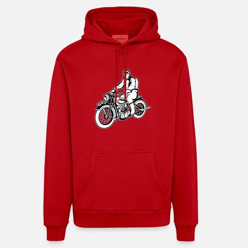 Chopper / moto 04_schwarz blanc - Sweat à capuche bio décontracté fabriqué en UE - rouge