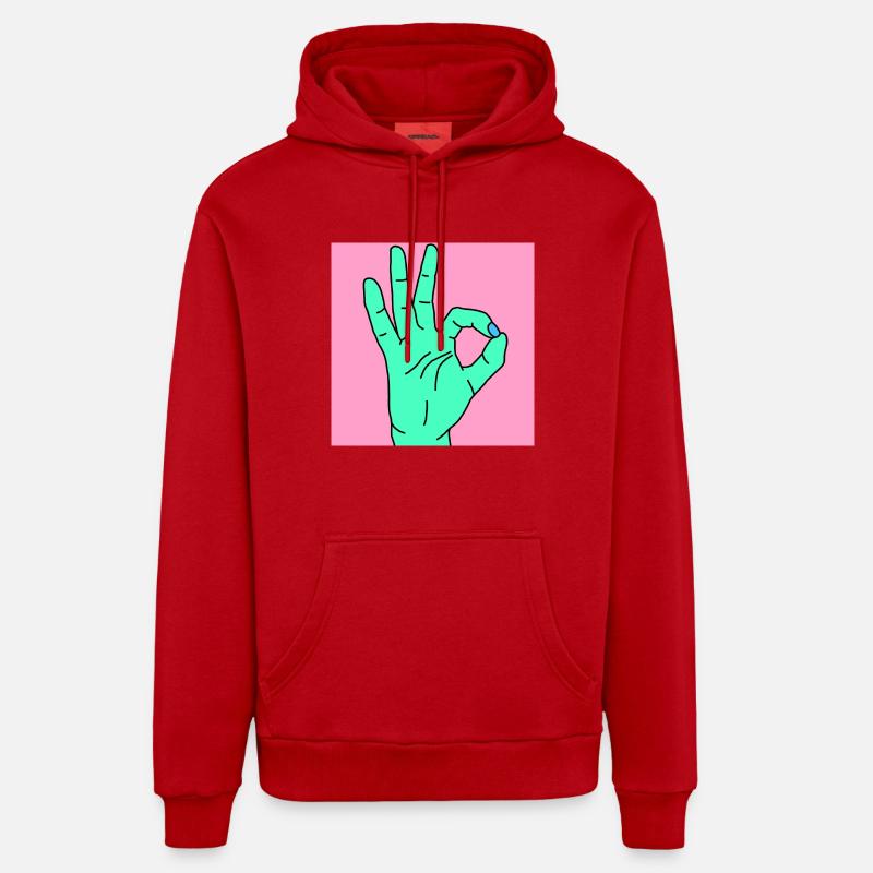 ok rose - Sweat à capuche bio décontracté fabriqué en UE - rouge