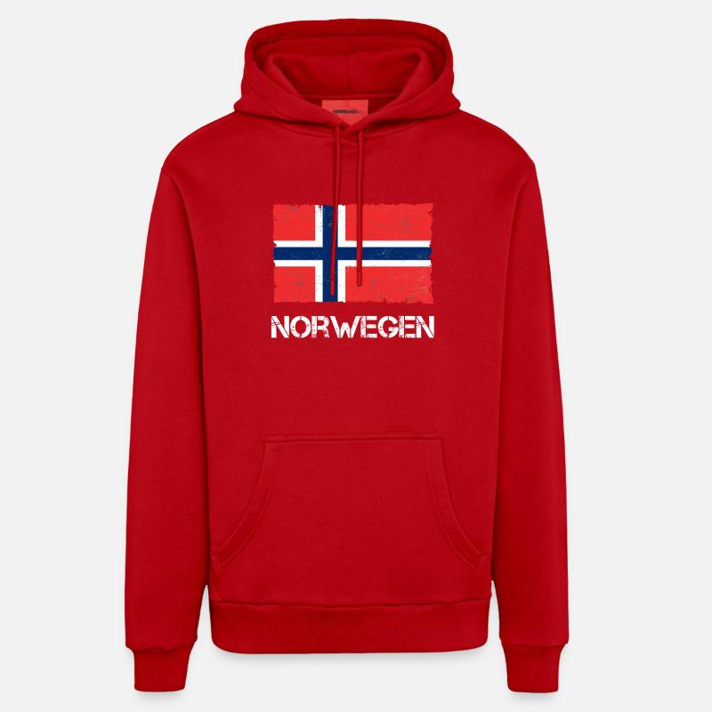 Norvège - Sweat à capuche bio décontracté fabriqué en UE - rouge