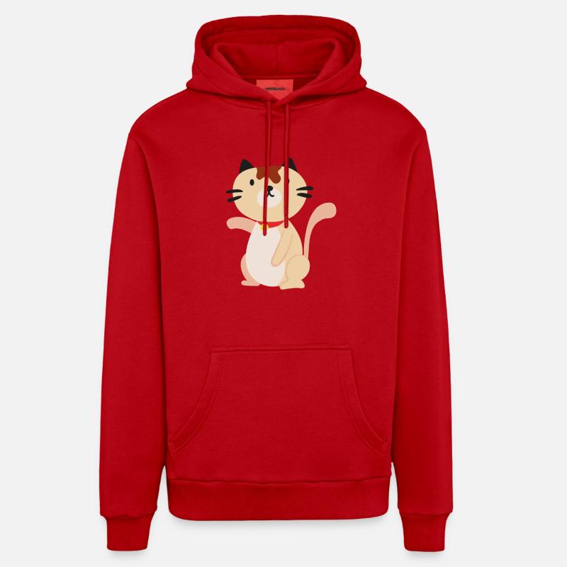 Chat chat - Sweat à capuche bio décontracté fabriqué en UE - rouge