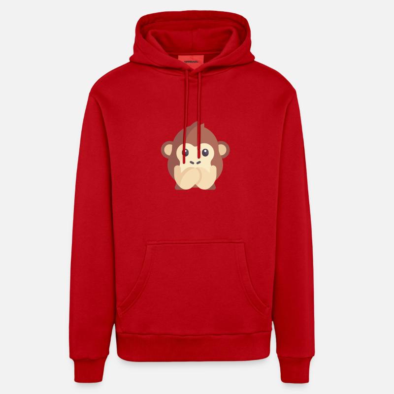 émoticône de singe mignon - Sweat à capuche bio décontracté fabriqué en UE - rouge