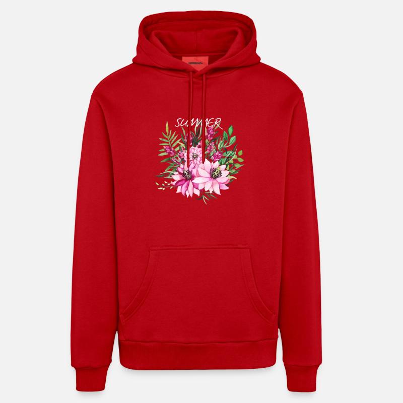 bouquet v1 - Sweat à capuche bio décontracté fabriqué en UE - rouge