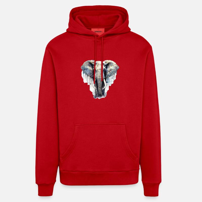 Éléphant - Sweat à capuche bio décontracté fabriqué en UE - rouge