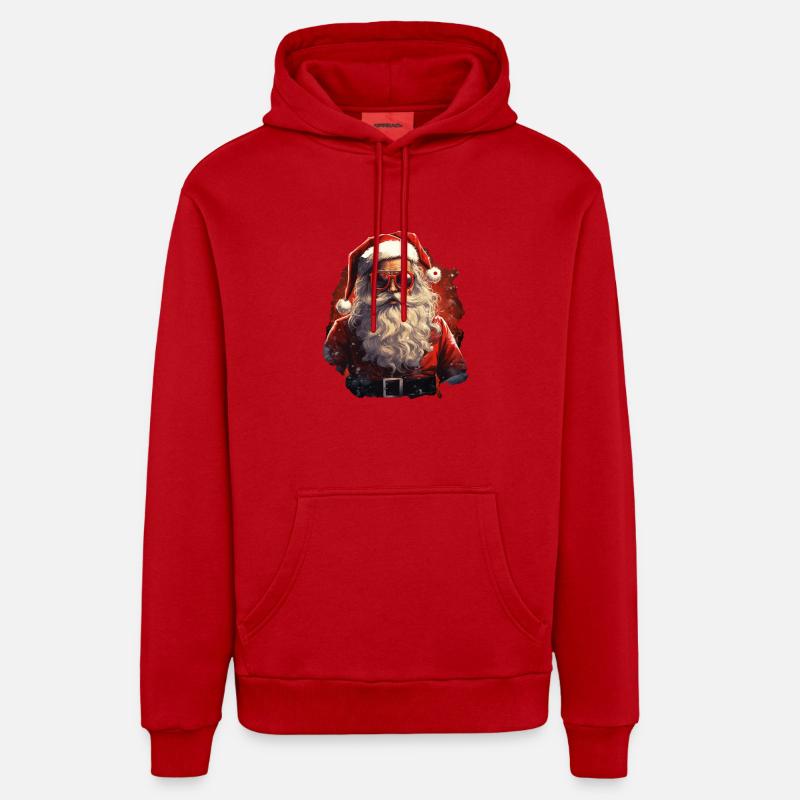 Père Noël - Sweat à capuche bio décontracté fabriqué en UE - rouge