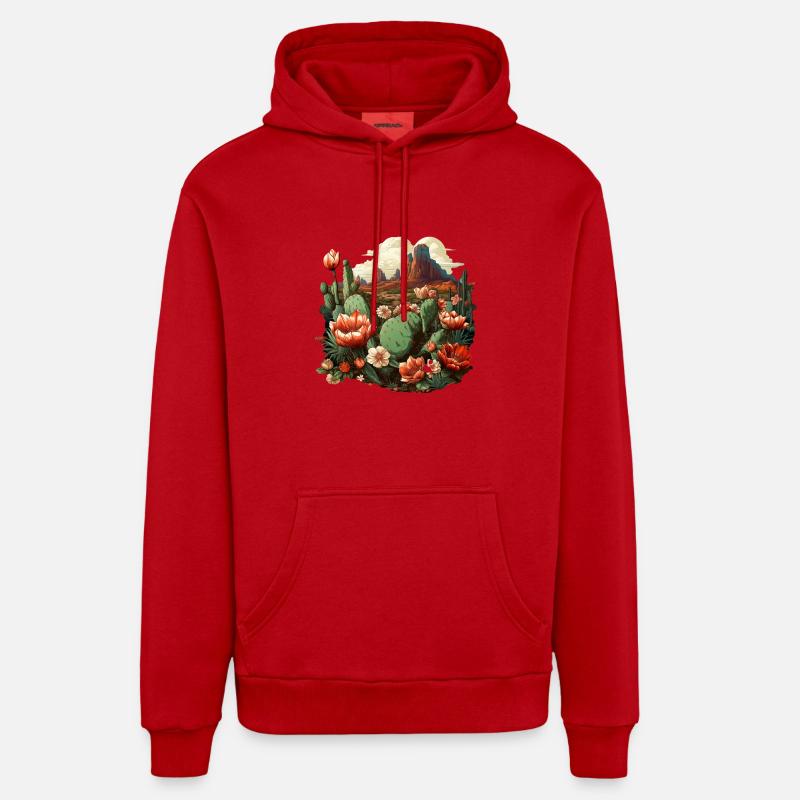 Cactus - Sweat à capuche bio décontracté fabriqué en UE - rouge