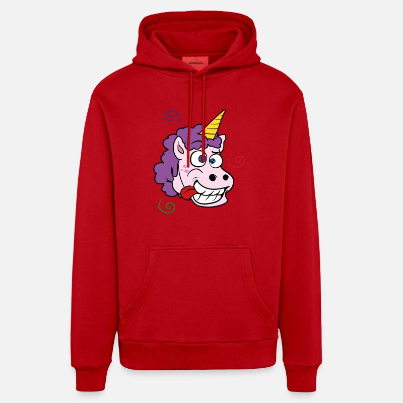 Licorne folle - Sweat à capuche bio décontracté fabriqué en UE - rouge