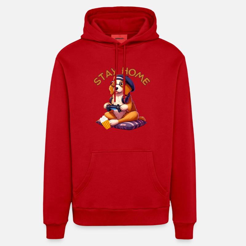 Chien Mignon - Sweat à capuche bio décontracté fabriqué en UE - rouge