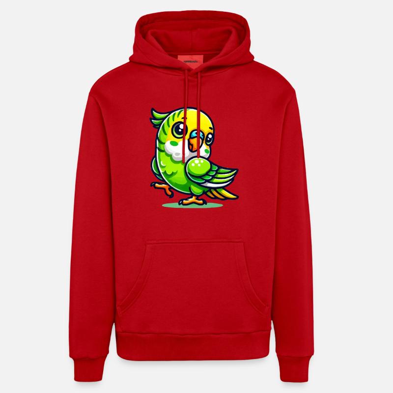 perruche ondulée - Sweat à capuche bio décontracté fabriqué en UE - rouge