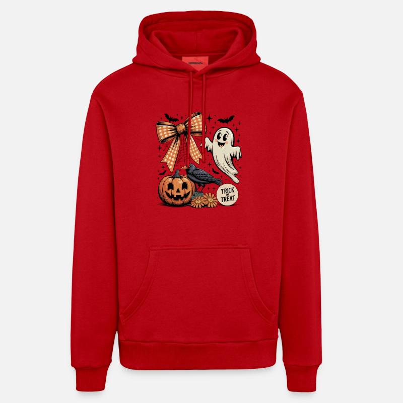 Fantôme d’Halloween - Sweat à capuche bio décontracté fabriqué en UE - rouge