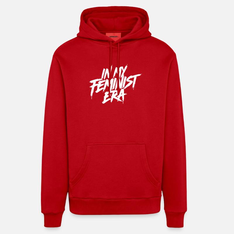 À mon époque féministe, blanc - Sweat à capuche bio décontracté fabriqué en UE - rouge