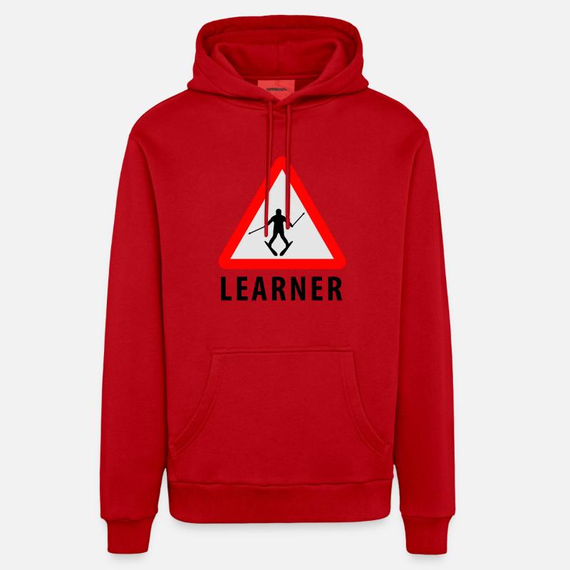 Ski Learner - Sweat à capuche bio décontracté fabriqué en UE - rouge