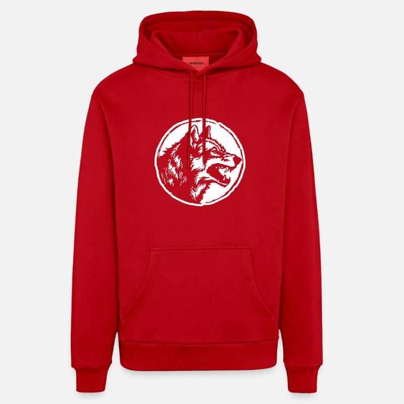 Loup - Sweat à capuche bio décontracté fabriqué en UE - rouge