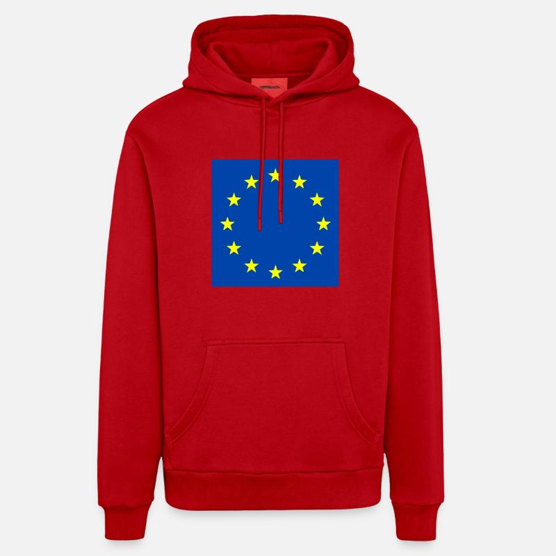 Drapeau de l’Europe - Sweat à capuche bio décontracté fabriqué en UE - rouge