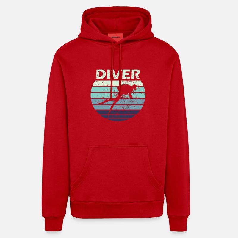 Plongée plongée - Sweat à capuche bio décontracté fabriqué en UE - rouge